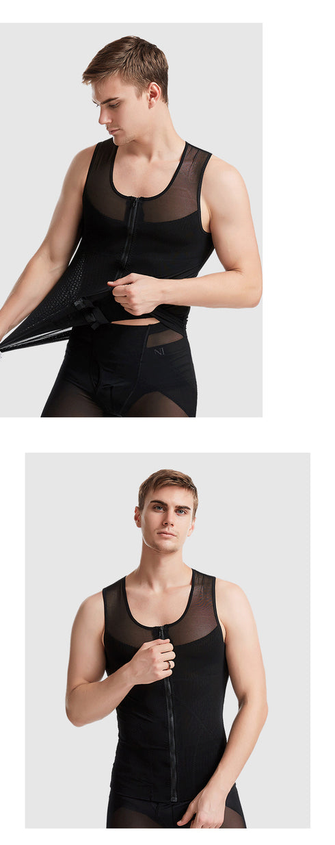 Men's Zipper Body Shaper Abdomen Control Tank